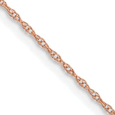 10k  Rose Gold .6 mm Carded Cable Rope Chain